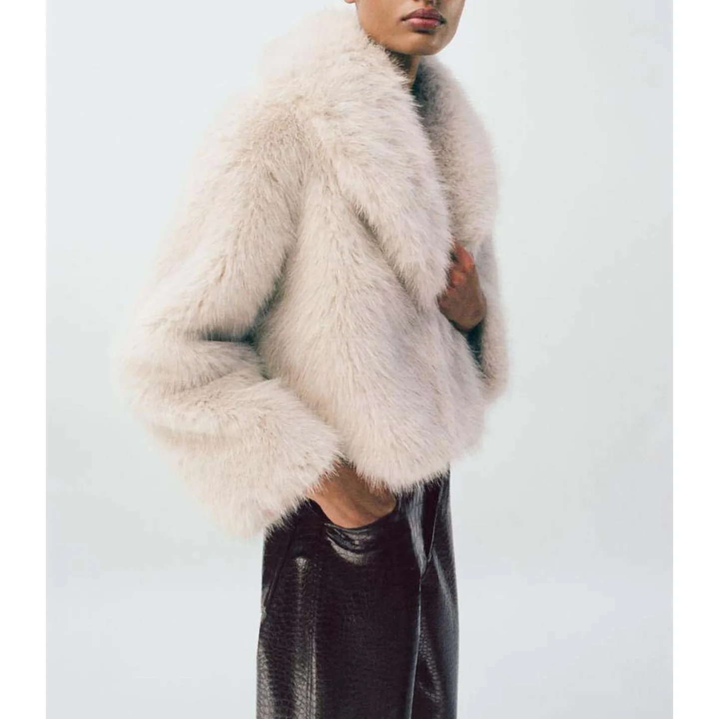 الخريف الشتاء المرأة Faion الوجه غطاء طوق طويل Sve الفراء الاصطناعي ort معطف فضفاض صالح ألياف البوليستر السيدات Jaet