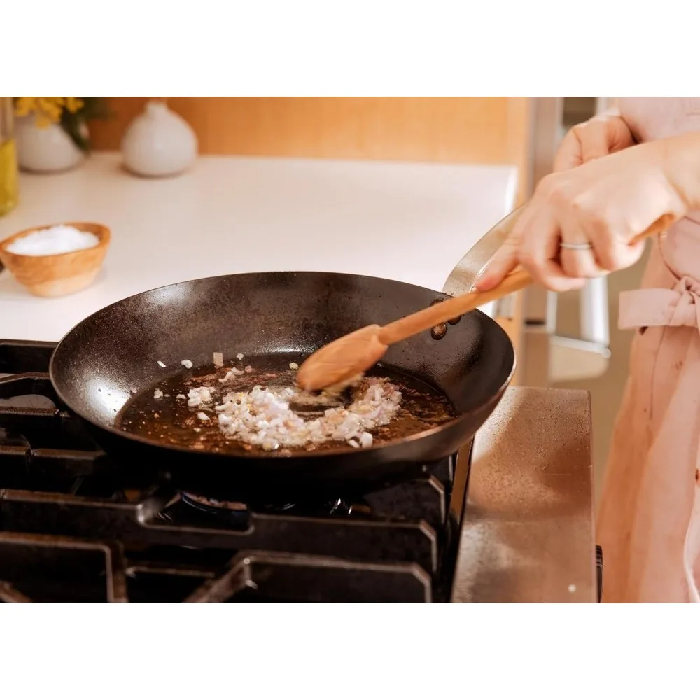 Sartén de acero al carbono azul condimento de 12" - (como hierro fundido, pero mejor) - utensilios de cocina profesionales - elaborados en Suecia