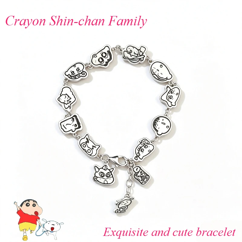 Crayon Shin-chan Cartoon Cute Family Portrait Bracelet Kawaii Student Couple Metal Bracelet Animation Peripheral Wholesale