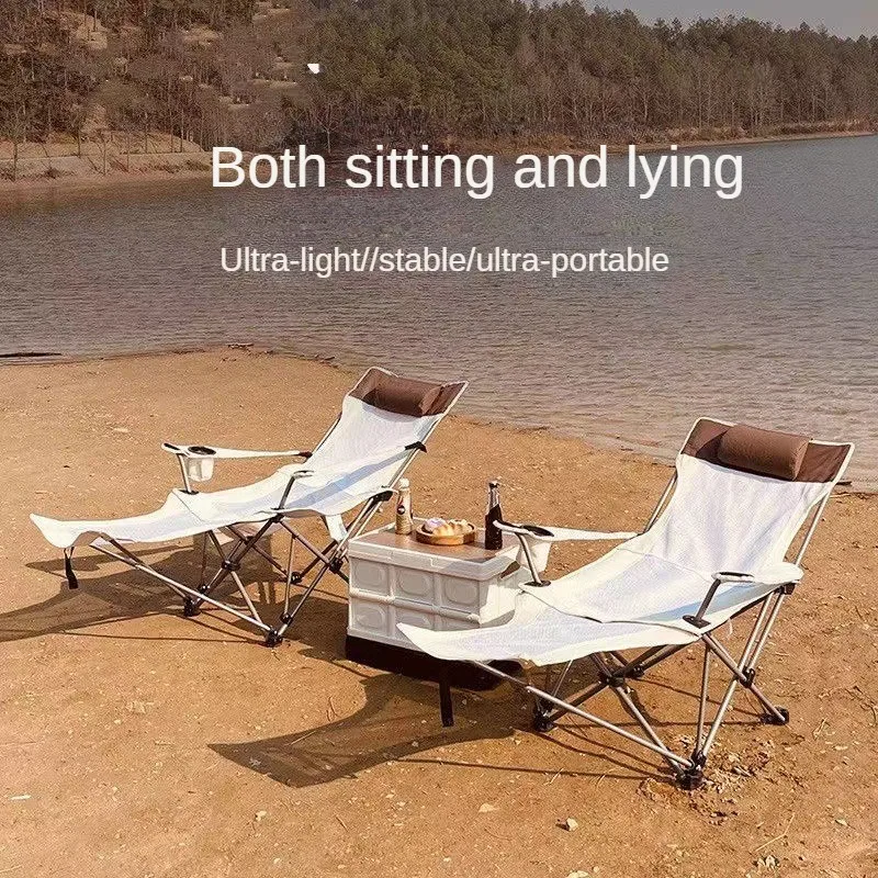 

Portable Folding Lounge Chair - Lightweight Fishing Chair, Beach Camping Director Chair, Reclining Stool with Backrest, Outdoor