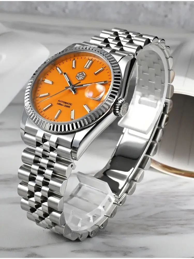 San Martin Watch For Men Mechanical Watches Waterproof 36.5mm Wristwatch Luxury Automatic Date Sapphire Glass Lume 10Bar SN0058x