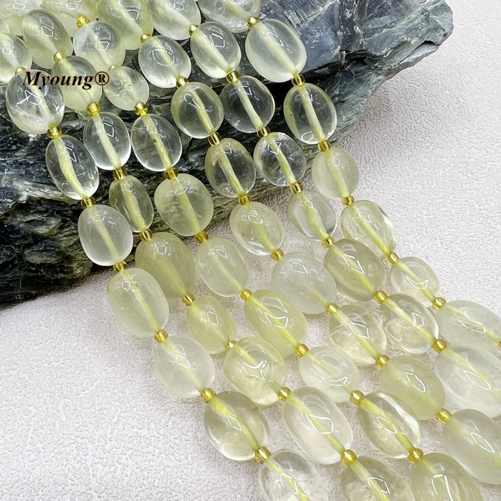 3Strands Egg Shape Natural Lemon Quartz Crystal Loose Beads For DIY Jewelry Making MY230698