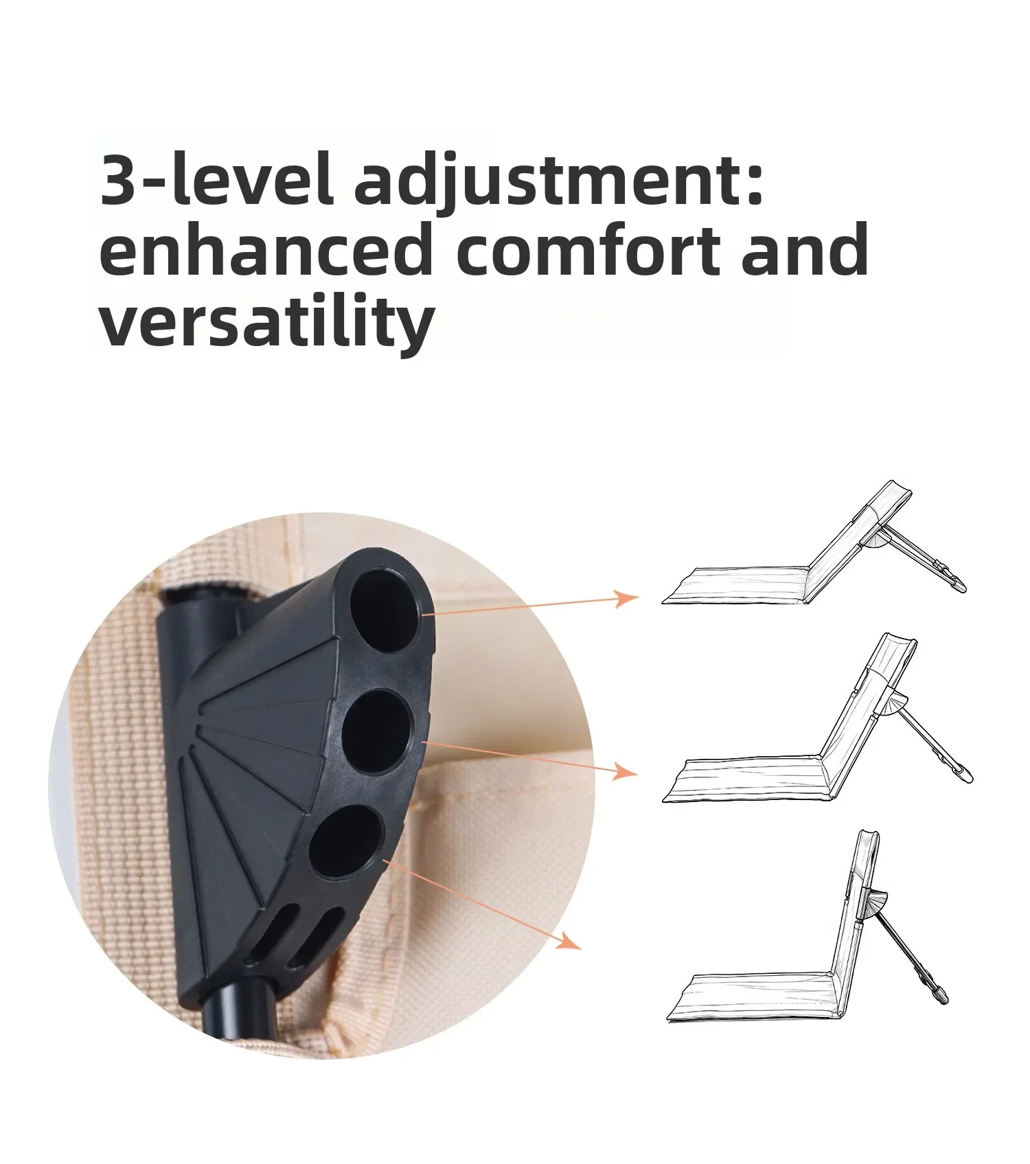 Neu verbesserte Outdoor-Klappstuhl mit Rückenlehne, Campingstuhl aus Aluminiumlegierung, Strandstuhl mit verstellbarer Rückenlehne, Liegestuhl für die Mittagspause – Detail 4