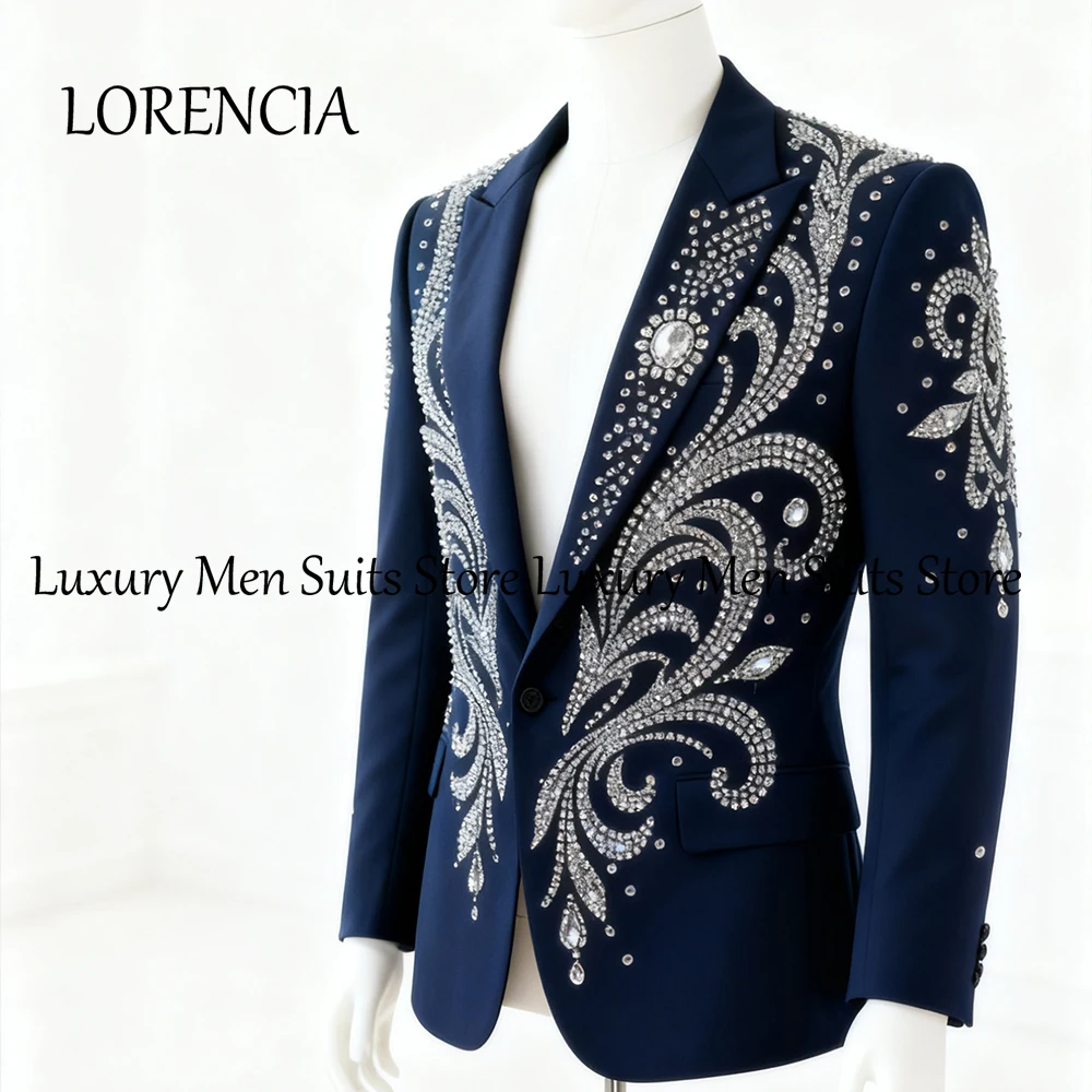 

Изысканные мужские костюмы с кристаллами, комплект из 2 предметов, однобортные смокинги, вечерние наряды, пиджак на заказ, брюки, trajes para hombre