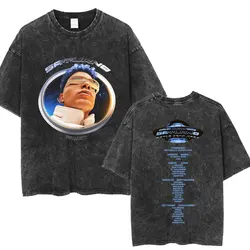 Rauw Alejandro Saturno World Tour Washed T Shirt Men's Fashion Hip Hop Popular Oversized Casual Tee Shirt Streetwear Fans Gift