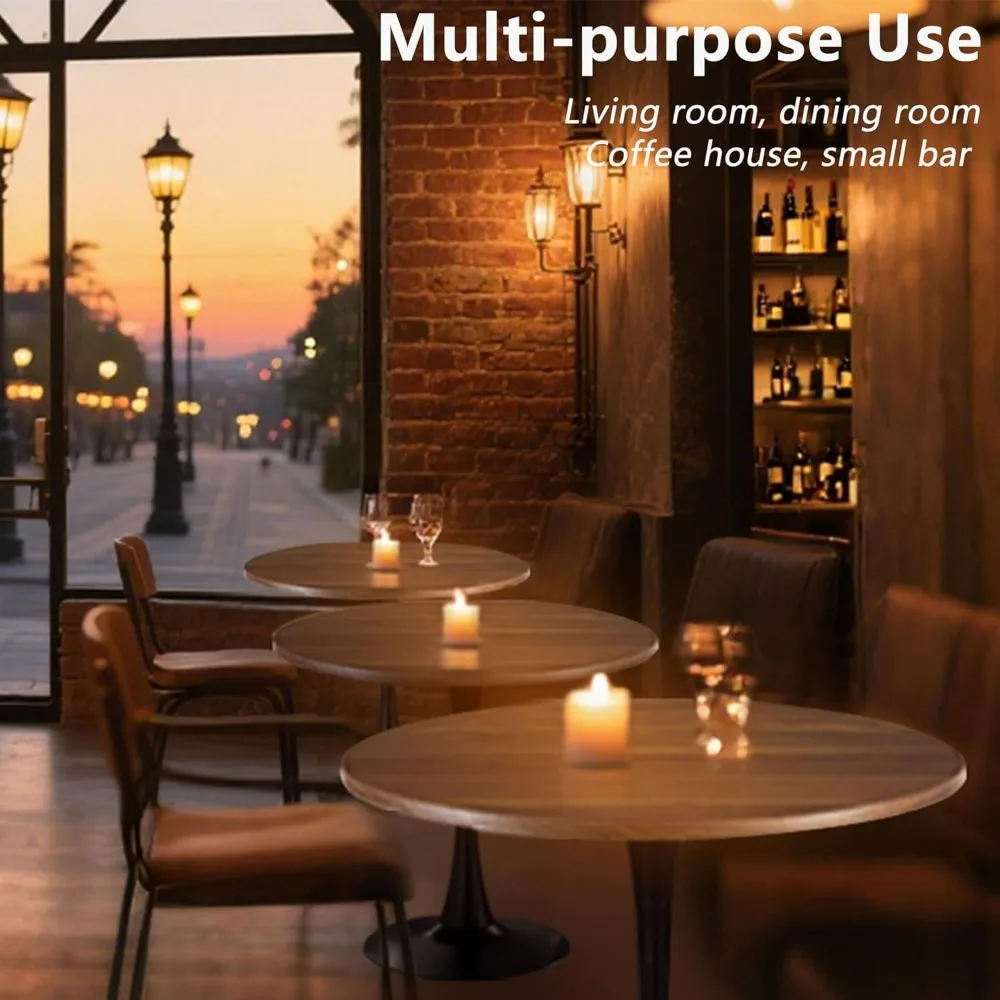 Tulip Table for 2-3 Persons Walnut Modern Round Dining Tables Mid-Century Kitchen Table Wooden MDF Top Steel Base Small for L