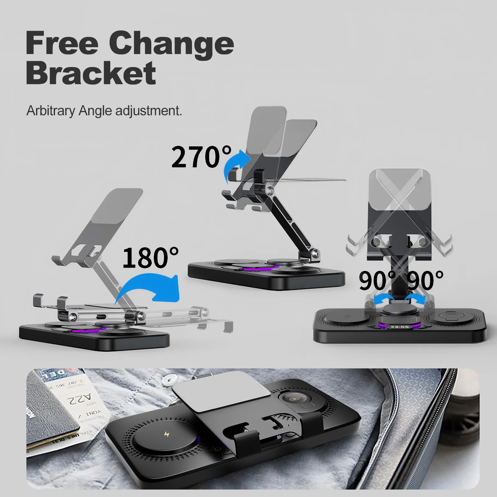 6 in 1 Wireless Charger Station Multiple Devices For iPhone iPad AirPods and Apple Watch-iPhone Fast Charge Night Lamp Clock