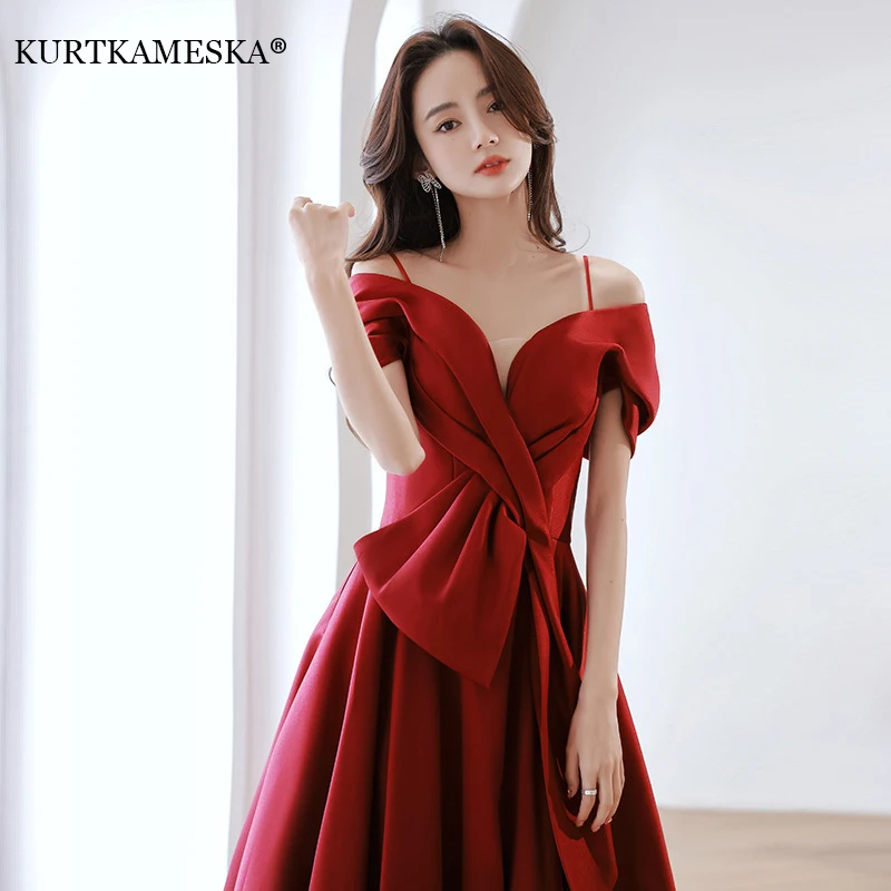 

Elegant Long Prom Evening Guest Women's 2024 Summer Sexy Halter Big Bowknot Birthday Graduation Maxi Dresses Red Party Dresses