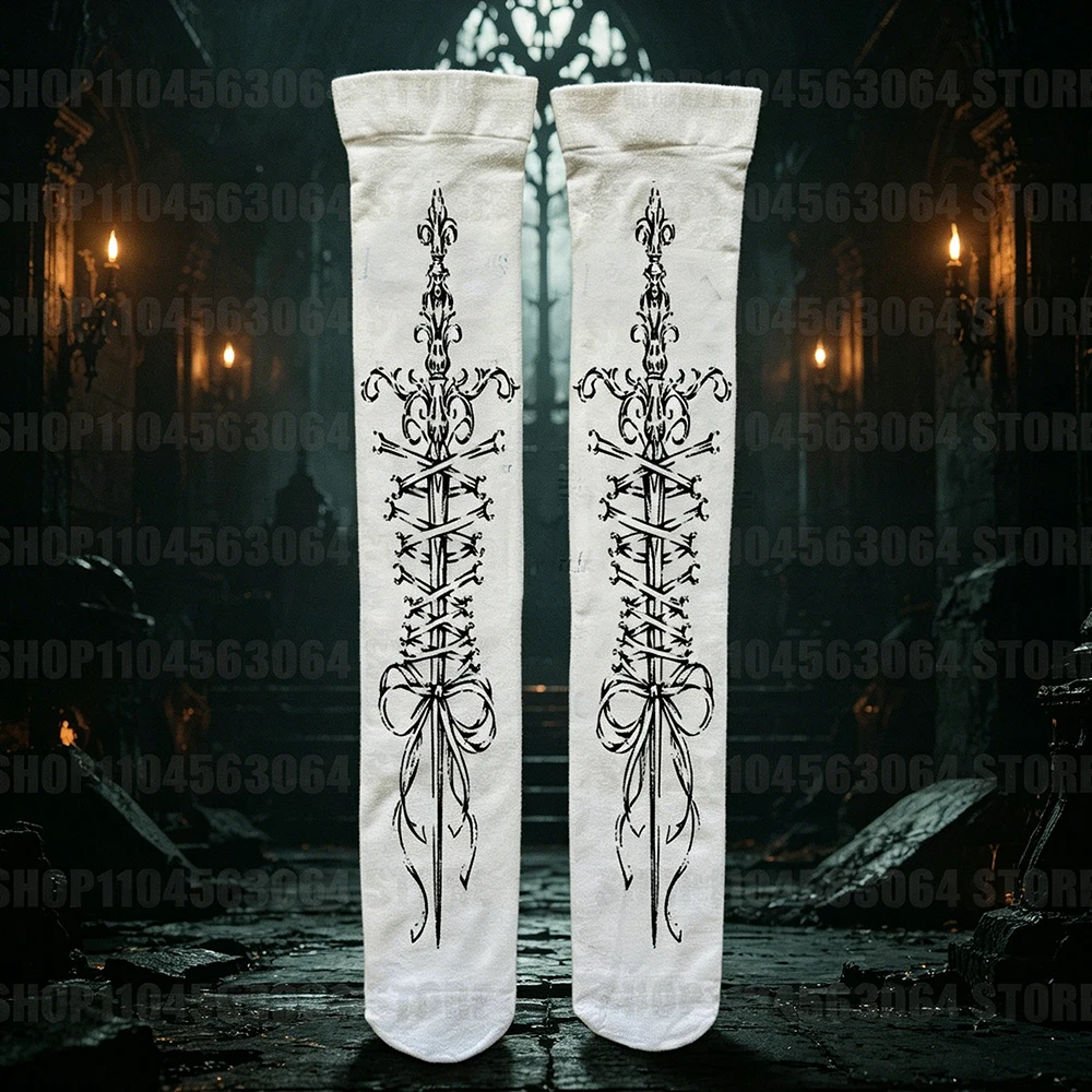 South Korea, simple daily DIY printing, multifunctional daily fashion, women's Y2K style elastic women's knee high socks