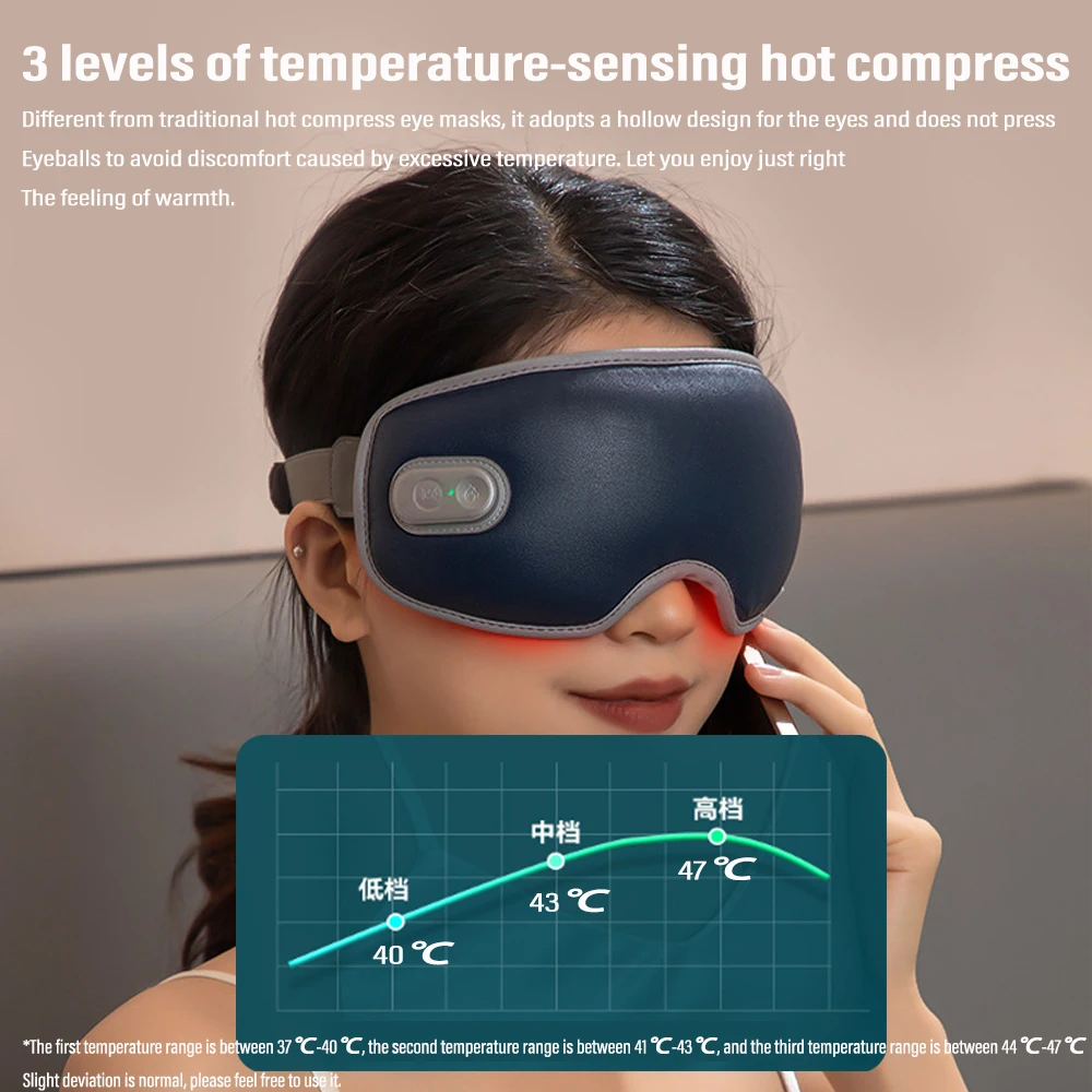 Electric Eye Massager 3D Massage Constant Temperature Hot Compress Smart Timing Sleep Shading Relieve Eye Fatigue Eye Care Tool