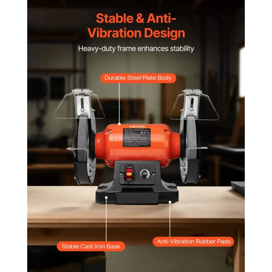 مطحنة مقاعد البدلاء 8 بوصة متغيرة السرعة مطحنة مقاعد البدلاء 20003450 دورة في الدقيقة مطاحن الطاولة مع محرك التعريفي 550 واط 5.0A 36 60 حصى طحن