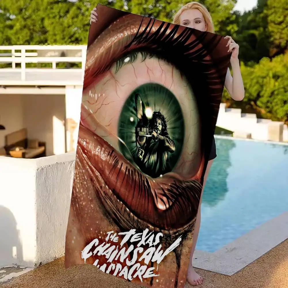 The Texas Chain Saw M-Massacre Movie Beach Towel Summer Large Bath Pool Beach Towel Microfiber Absorbent For Swimming Travel