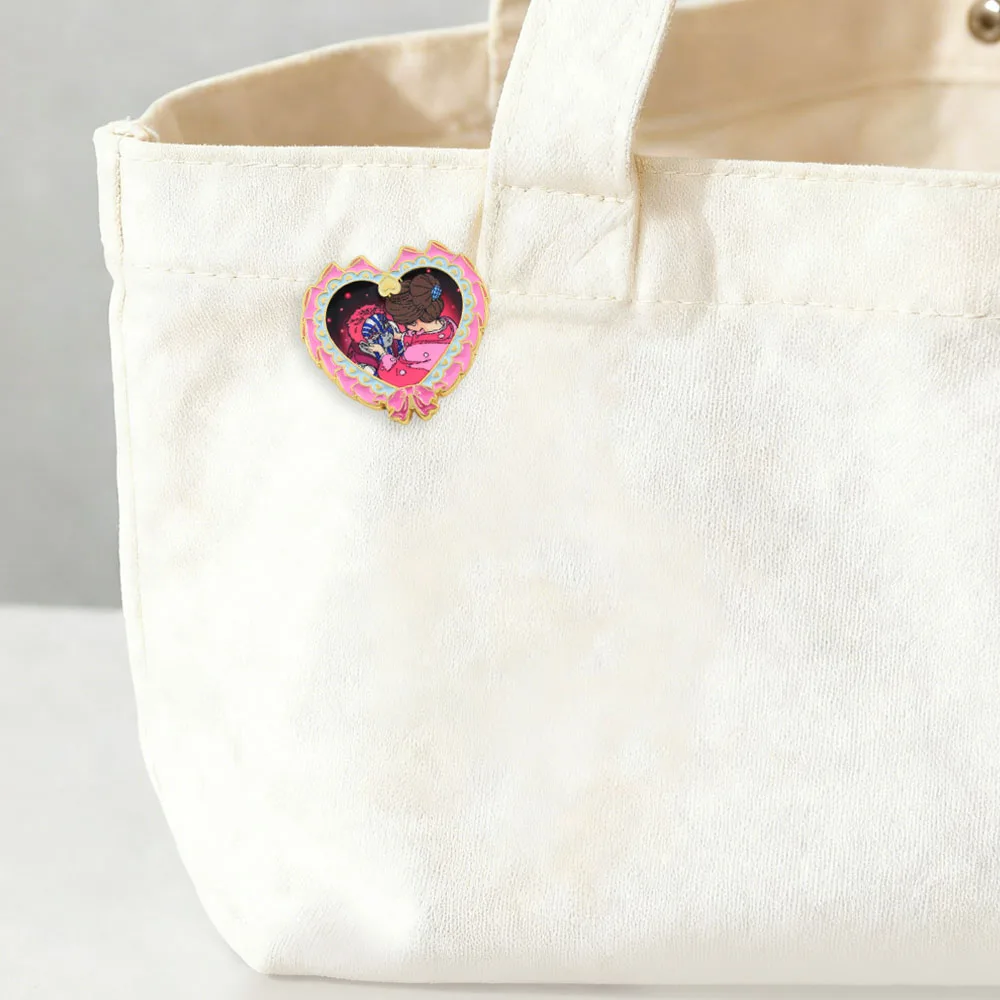 Akaza und Koyuki Paar Emaille-Brosche Rosa Herz Schleife Abzeichen Fan-Sammlerstück Anime-Merchandise Accessoires Geschenk für Freunde – Detail 10
