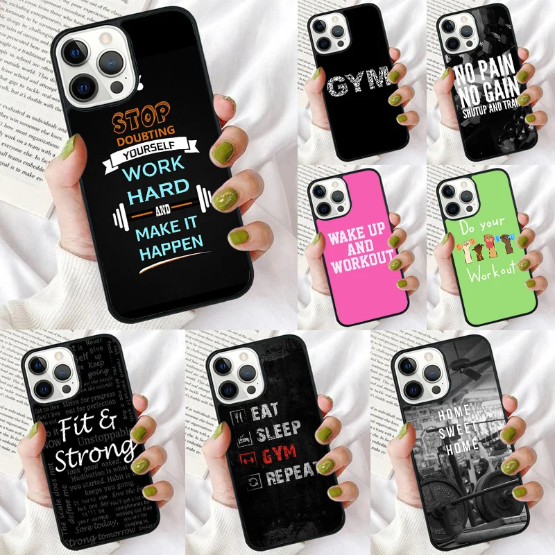 Motivational Gym Fitness Phone Case for iPhone 16 15 14 12 13 mini PLUS X XS XR 11 PRO MAX Back Cover Fundas Shell