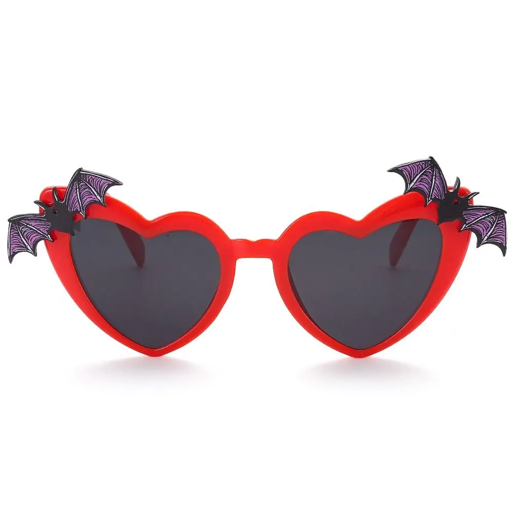 Bat Wings Decor Heart Shaped Sunglasses Novelty Disco Party Decoration Heart Sun Glasses Halloween Costume Eyewear for Women