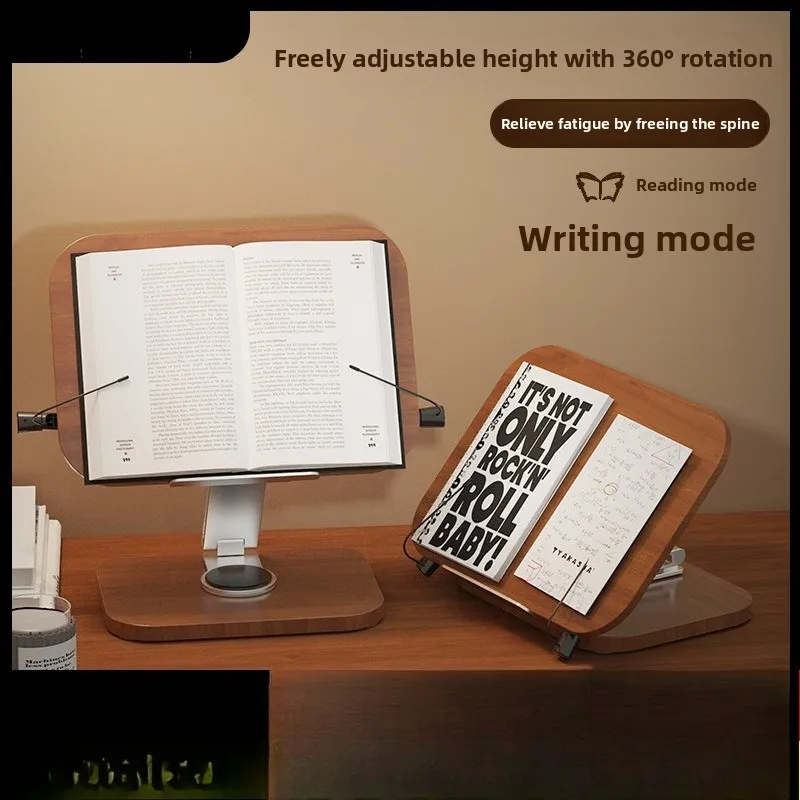 Reading Bookshelf Wood Aluminum Alloy Reading Bookshelf Desktop Bracket  Children's Sitting Posture Correction 360 Degrees