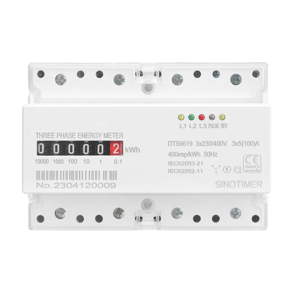 

AC400V 100A 50Hz Three Phase 4 Wires Digital Power Electric Electricity Meter kWh Power Consumption Monitor DIN Rail Mount