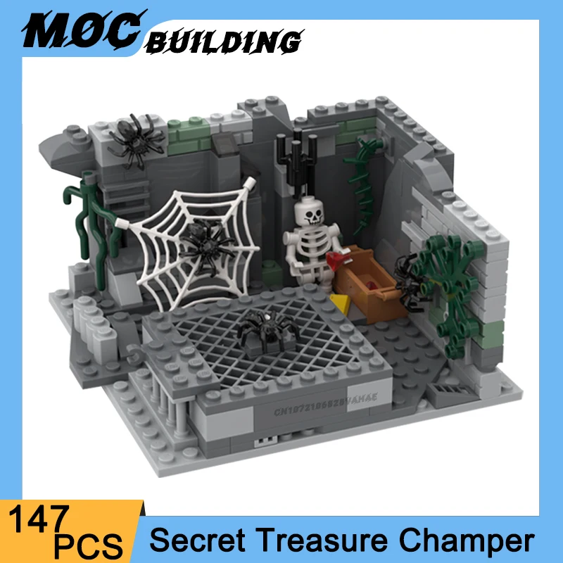 MOC Modular Street View Secret Treasure Hunter Skeletons Model Building Blocks Diy Assembly Bricks Toys Kids Halloween Xmas Gift