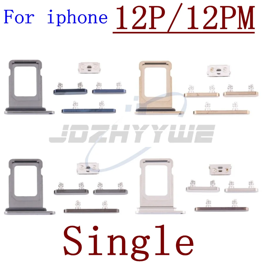 10Set/Lot For Iphone 12 Pro Max Outside Side Key Volume Mute Power-On Button SIM Single Double Card Key Replacement Parts