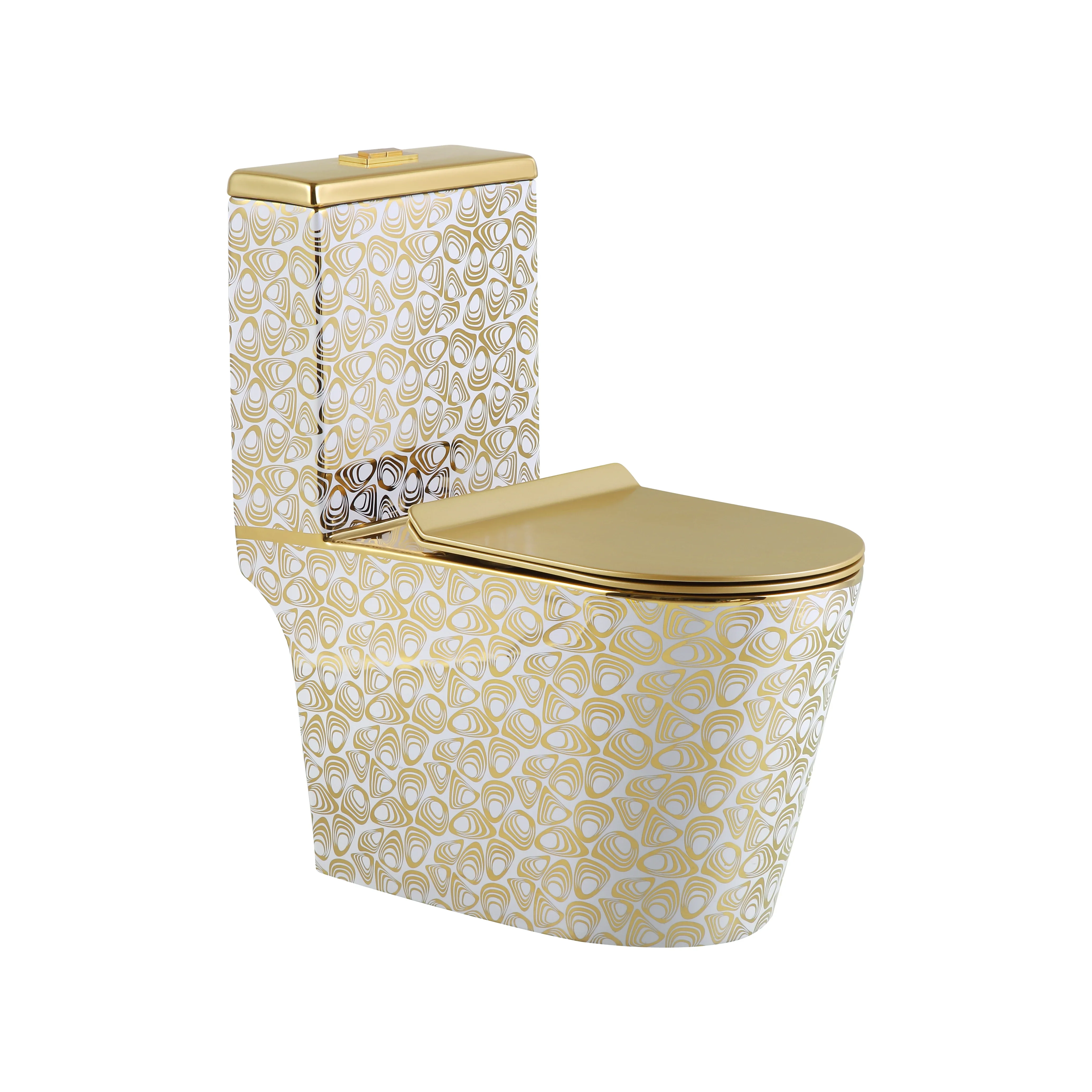 xx-Luxury Gold-plated One Piece Ceramic Toilet Tornado Quiet Flush Decorative Bathroom Wc Sanitary Ware For Villa Hotel