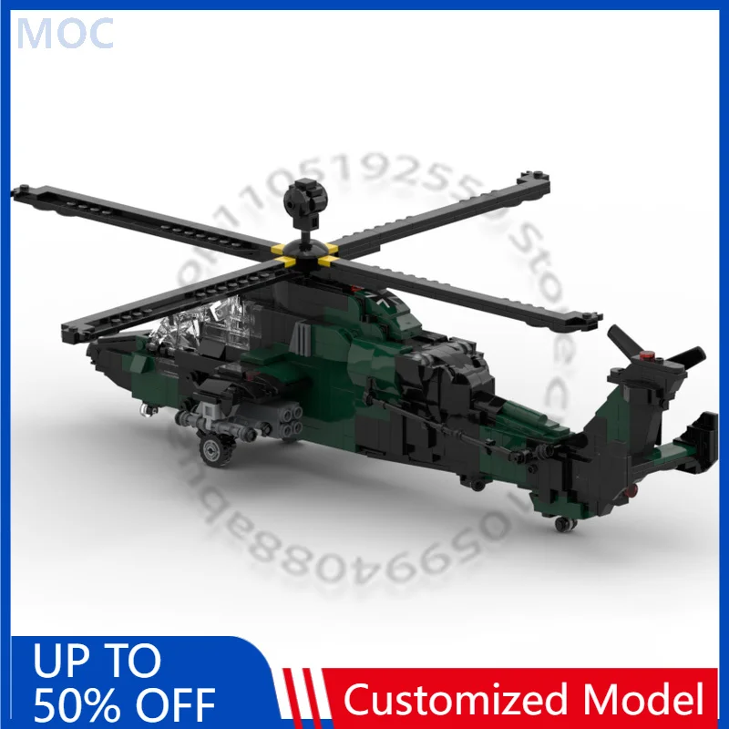 

969 деталей, серия «Военная техника», вертолет Eurocopter EC665 Tiger UHT/KHT, модульный конструктор MOC, технологичный строительный набор, игрушка-подарок для самостоятельной сборки