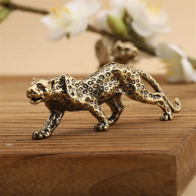 Retro Brass Money Leopard Figurine Office Desktop Decor Antique Copper Piece Pocket Play Collectible view 4