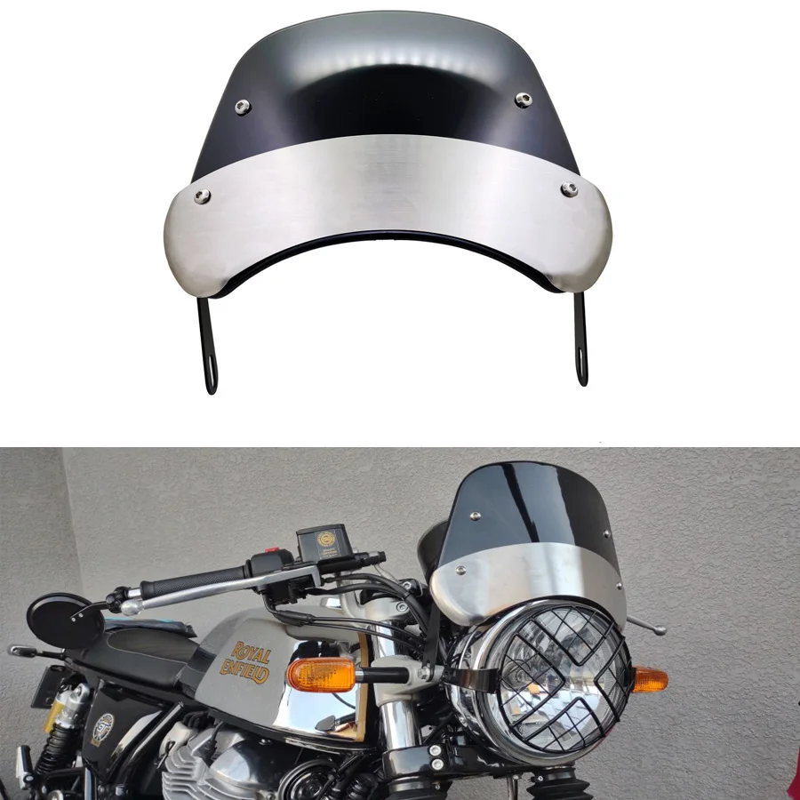 Universal Retro Motorcycle 5-9.45 Inch Headlight Windshield Wind Deflector Headlamp Windscreen For Suzuki Yamaha Honda Kawasaki