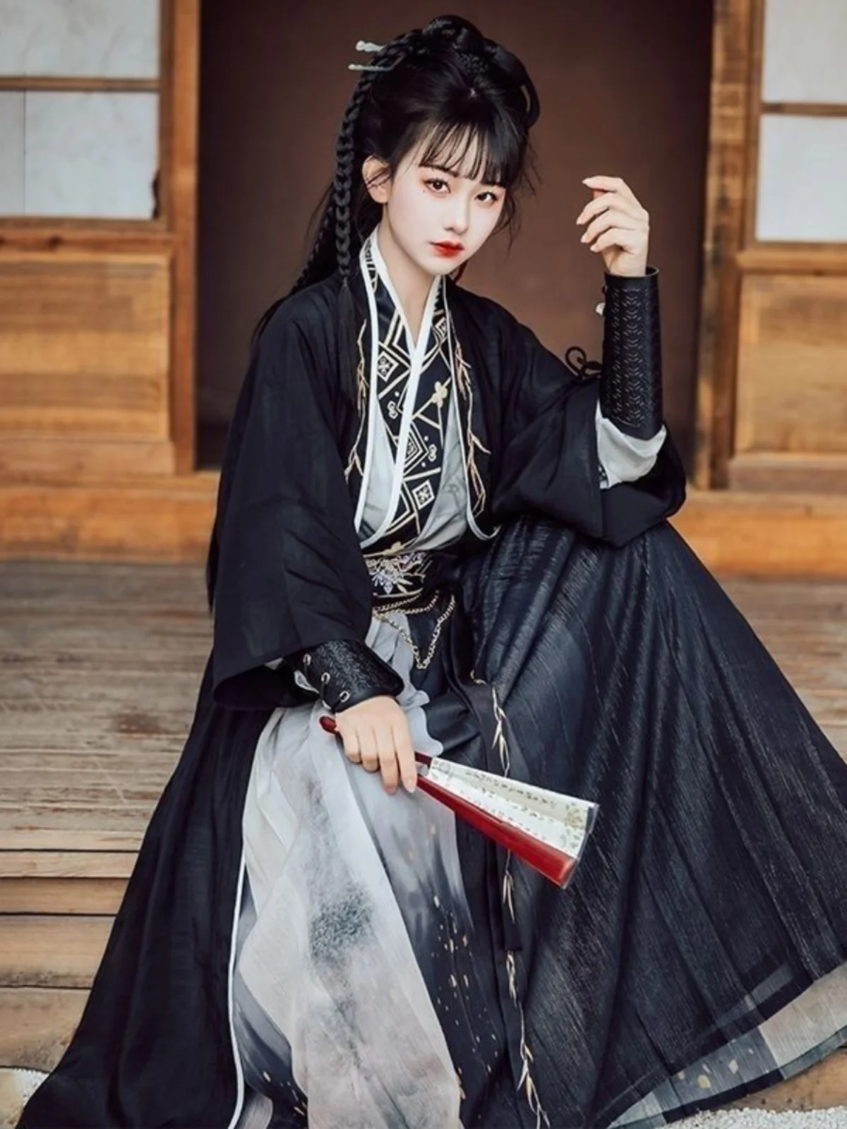 original Song style Hanfu featuring a waist tied traditional Chinese style ink , with a super cool and versatile daily style