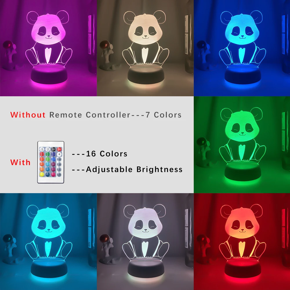 Creative 3D Panda Led Novelty light 7 Colors Battery powered USB operated Night lamp Indoor Cute decoration Bedroom Table Lamp