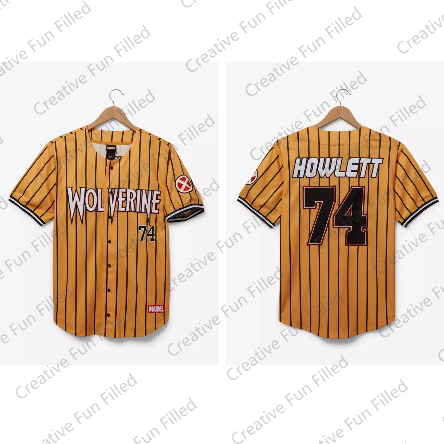 

2024 New Vintage Baseball Marvel X-Men Wolverine Howlett Striped Baseball Jersey Cartoon Cute Oversized Baseball Tee Kid/Adult