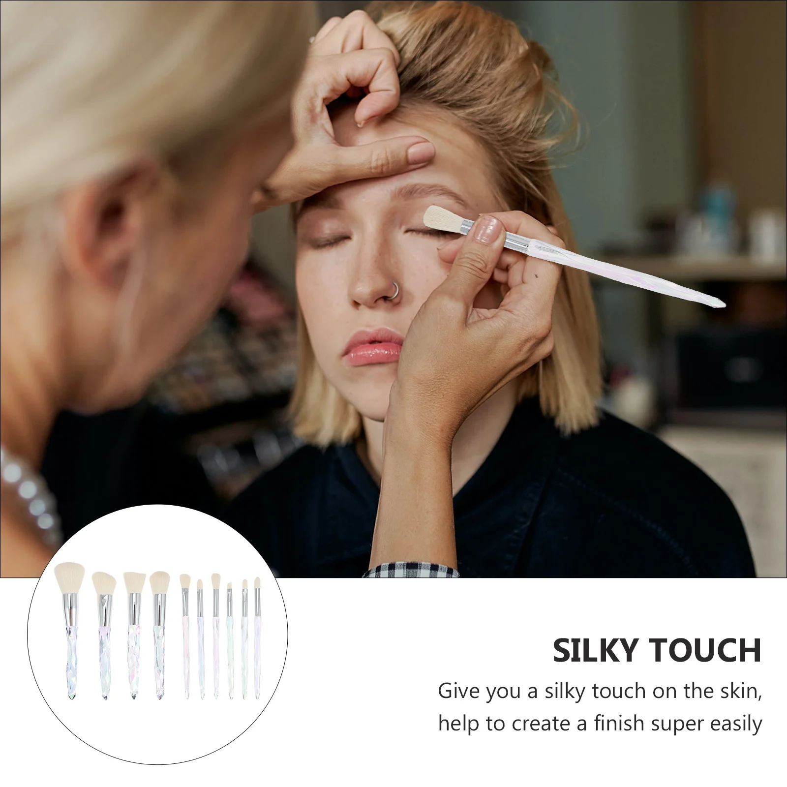 مجموعة مكياج مكونة من 10 قطع، فرشاة بودرة كريم الأساس ومقبض بلاستيكي متين، مجموعة هدايا نسائية بلون حالمة #2