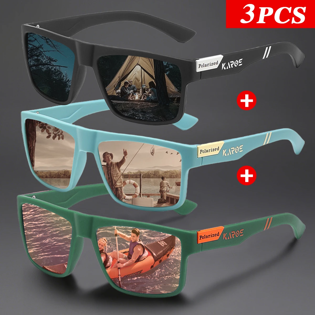 AliExpress karos KAROS 3Pcs Polarized Sport Glasses Set for Men & Women UV400 Protection Eyewear for Fishing Cycling Driving Travel & Hiking YZ23