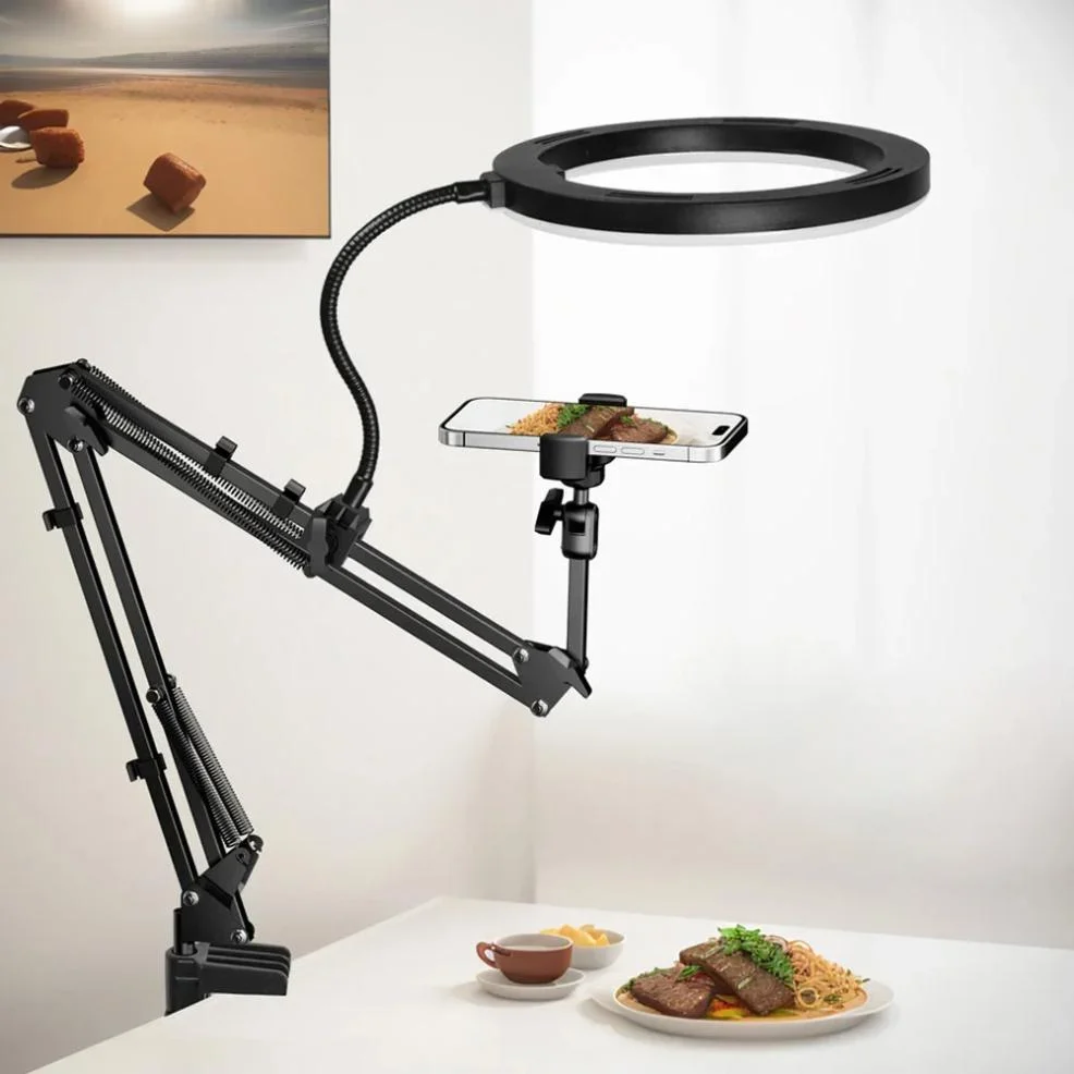 

LED Phone live streaming Fill Light with Flexible Robotic Arm Phone Holder Fixed Shooting Recording Live Streaming Selfie Stick