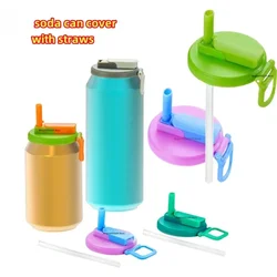 1/2/4PCS Soda Can Cover Creative Sealed Silicone Straw Beverage Can Cover Cup Suitable For Canned Beverage Reusable Tank Cover