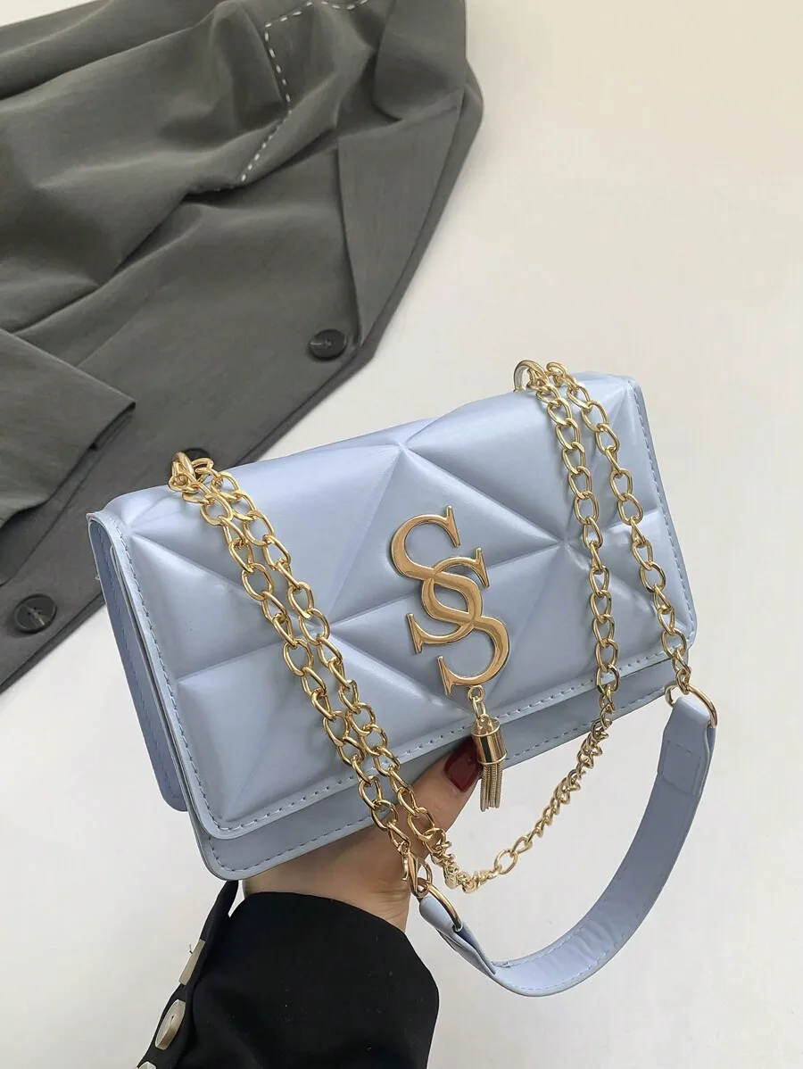 

Korean Quilted Letter Pattern Women's Casual Crossbody Bag, 2024 New Fashion Influencer Minimalist Small Square Shoulder Bag