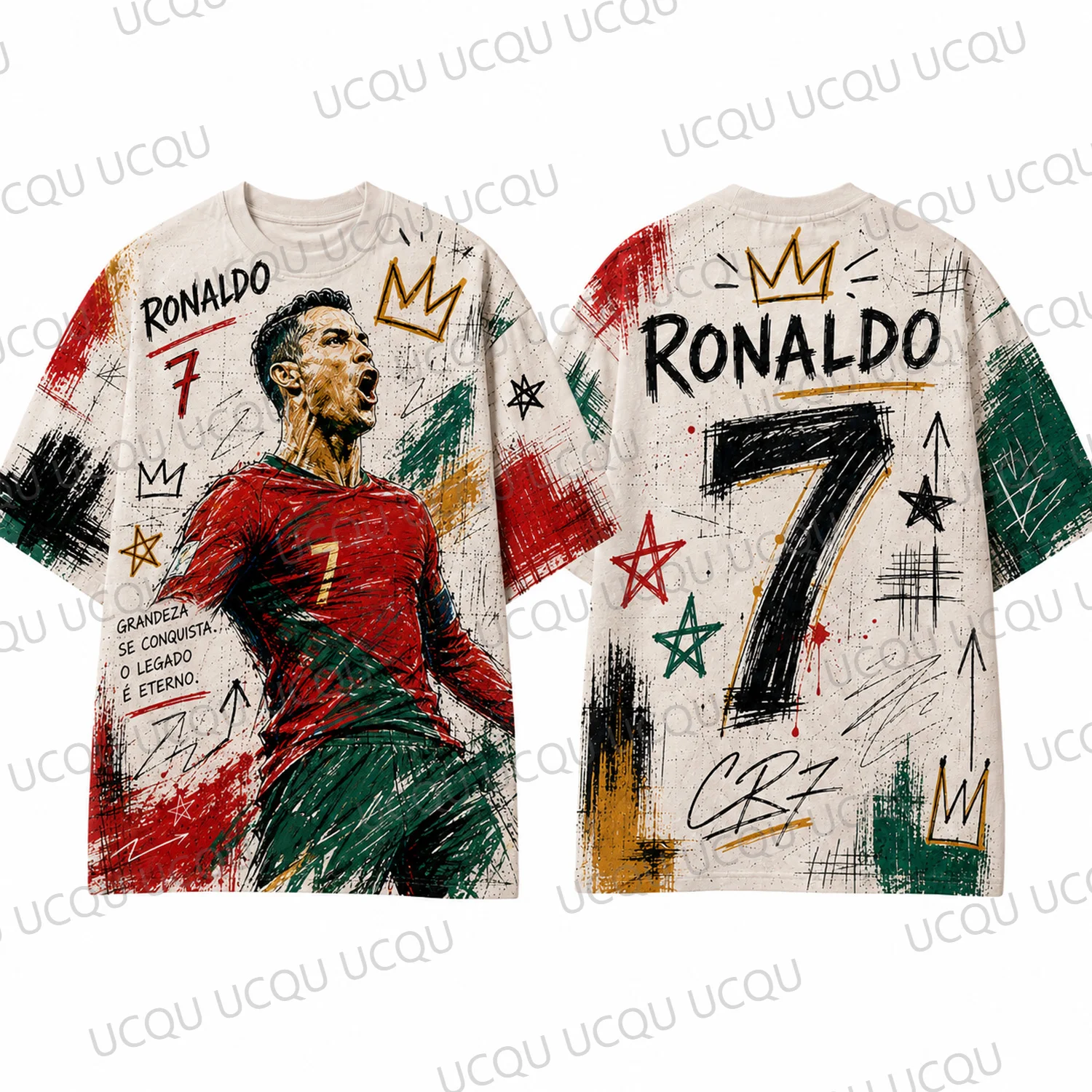 SIU GOAT Ronaldo 7 Graphic T Shirt Portugal Streetwear Abstract Graffiti Art Football Legend Casual Short Sleeve Tee