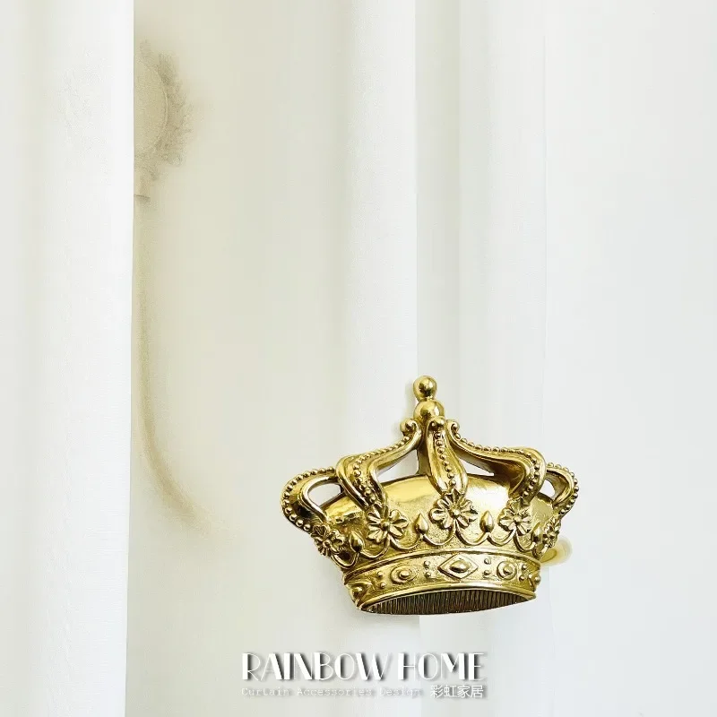Fayue Totem Crown Brass Curtain Hook, Wall Hook, Curtain Strap Hook, Living Room & Bedroom, European and American Style