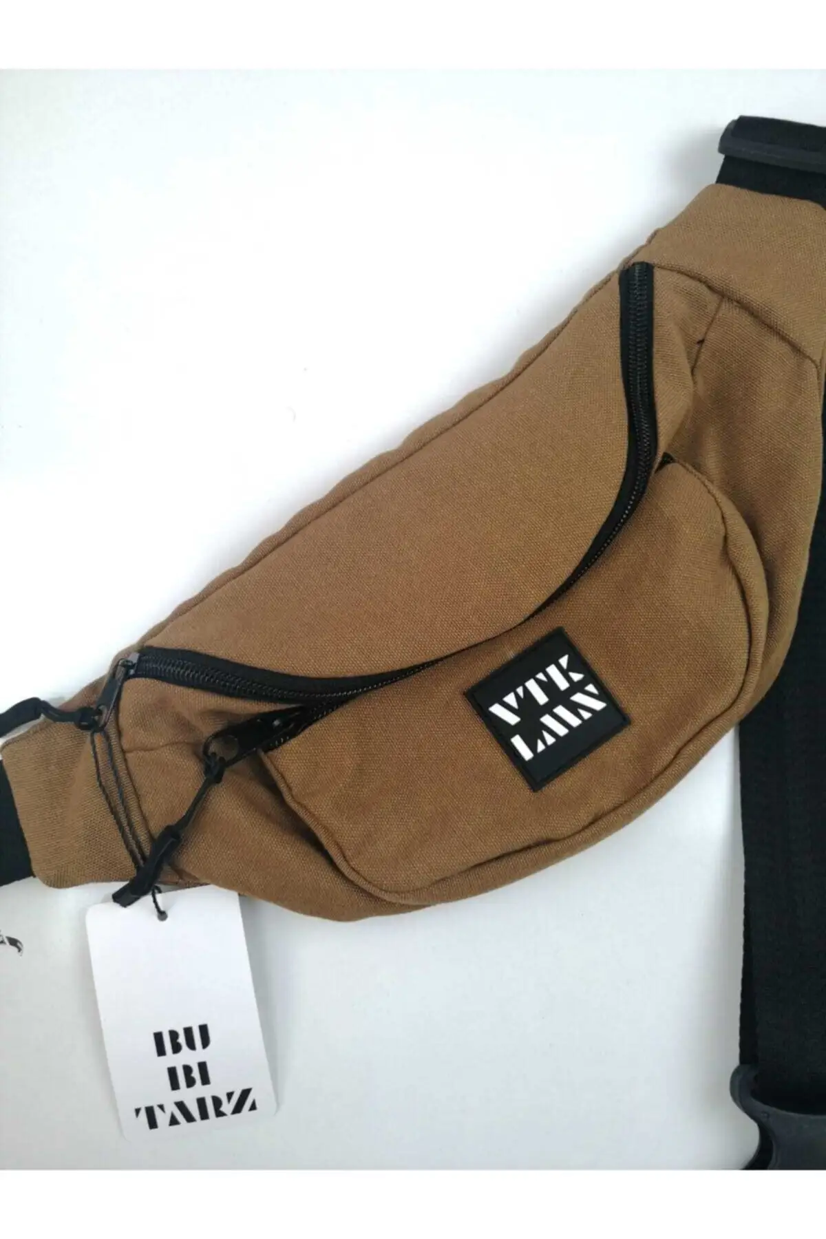 Unisex brown shoulder and waist bag