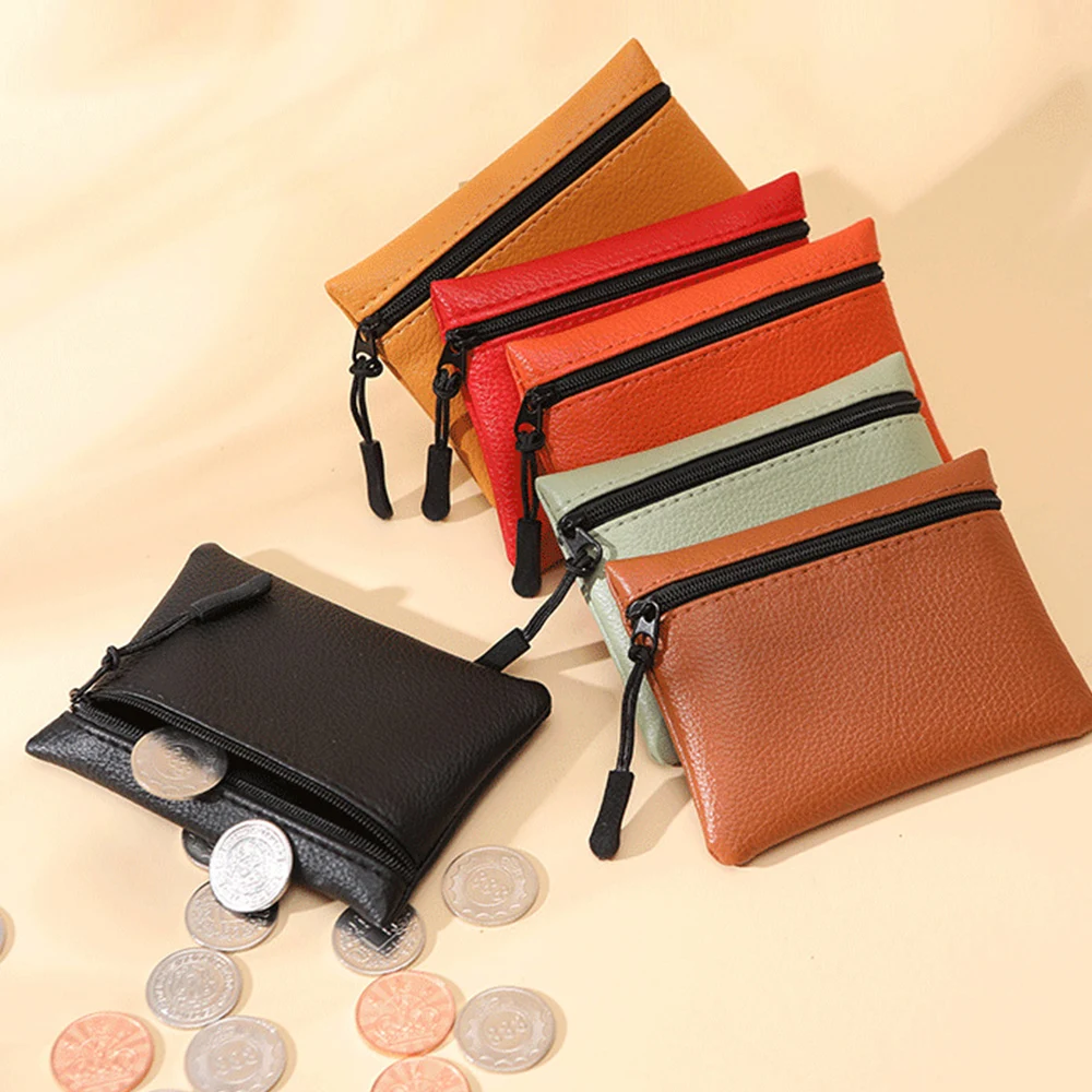 Coin Purse Men Women PU Leather Coin Pouch Card Case Zipper Money Bags Mini Wallets Lipstick Headphone Storage Bag Key Holder