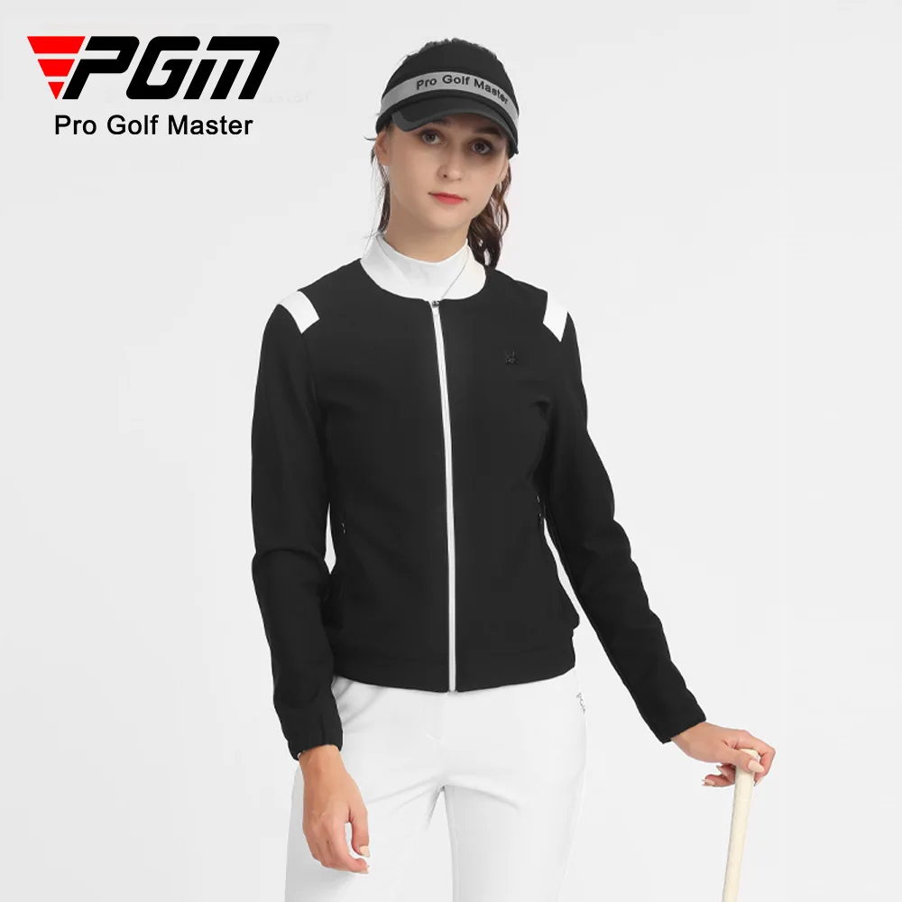 

PGM Golf Women's Jacket Light Absorbing Heating Inside Slim Baseball Shirt Zipper Long Sleeve Top Women's Golf Clothing YF497