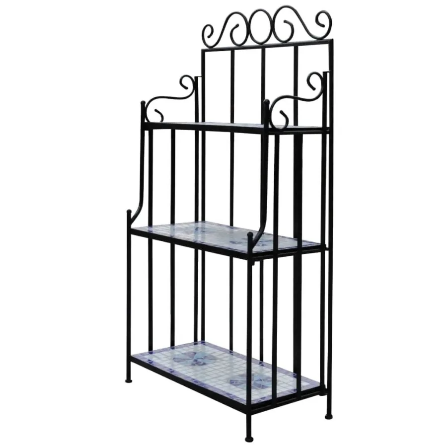 

Plant Stand Display Blue White Mosaic Pattern