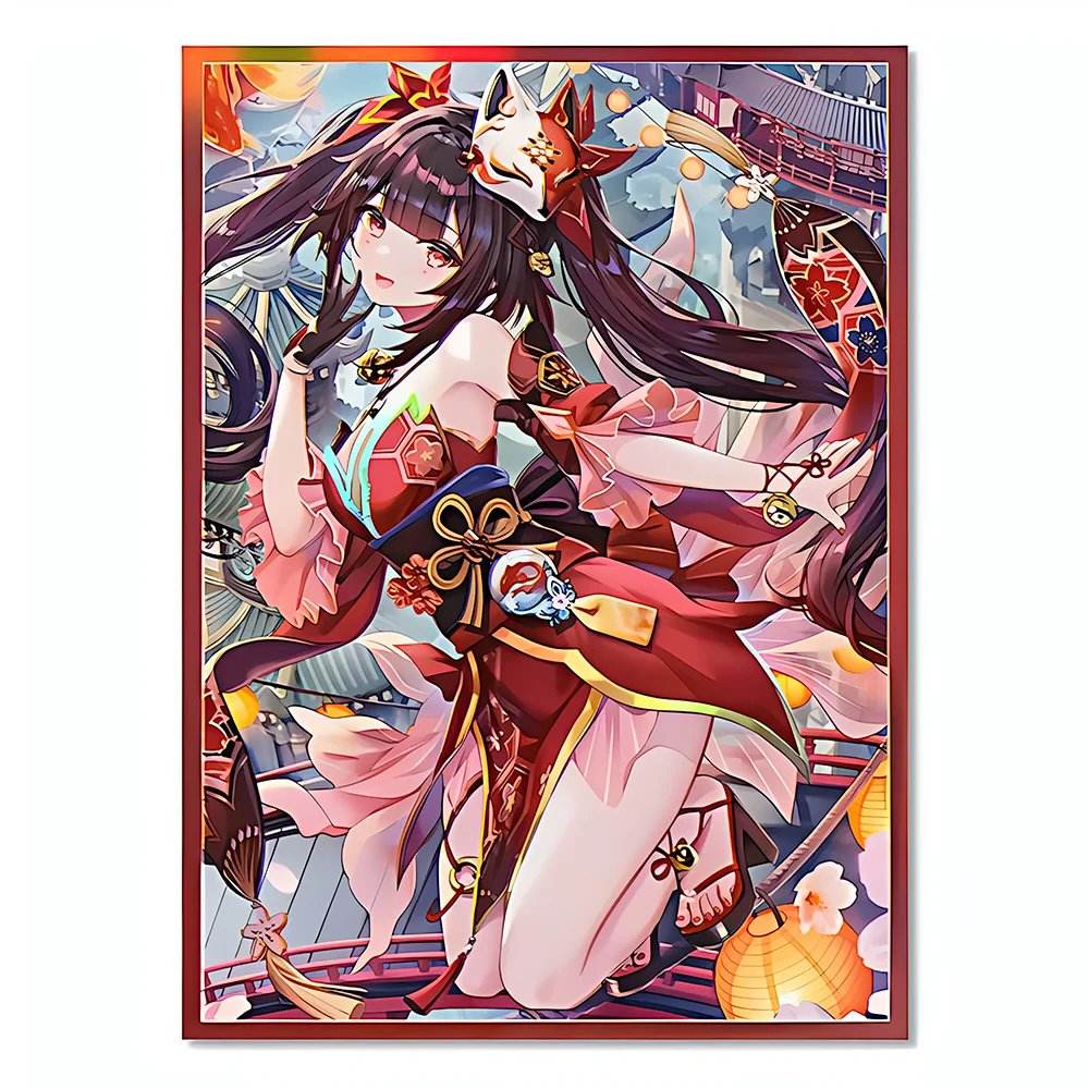 60PCS 67X92mm Holographic Card Sleeves Anime Flower girl Card Protector Suitable for MGT/PTCG Game Cards Standard Size Trading