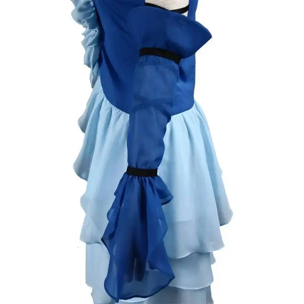 Final Fantasy XII  Cosplay Yuna Lenne Song Cosplay Costume And Earrings Set Halloween Blue Dress Custom Made