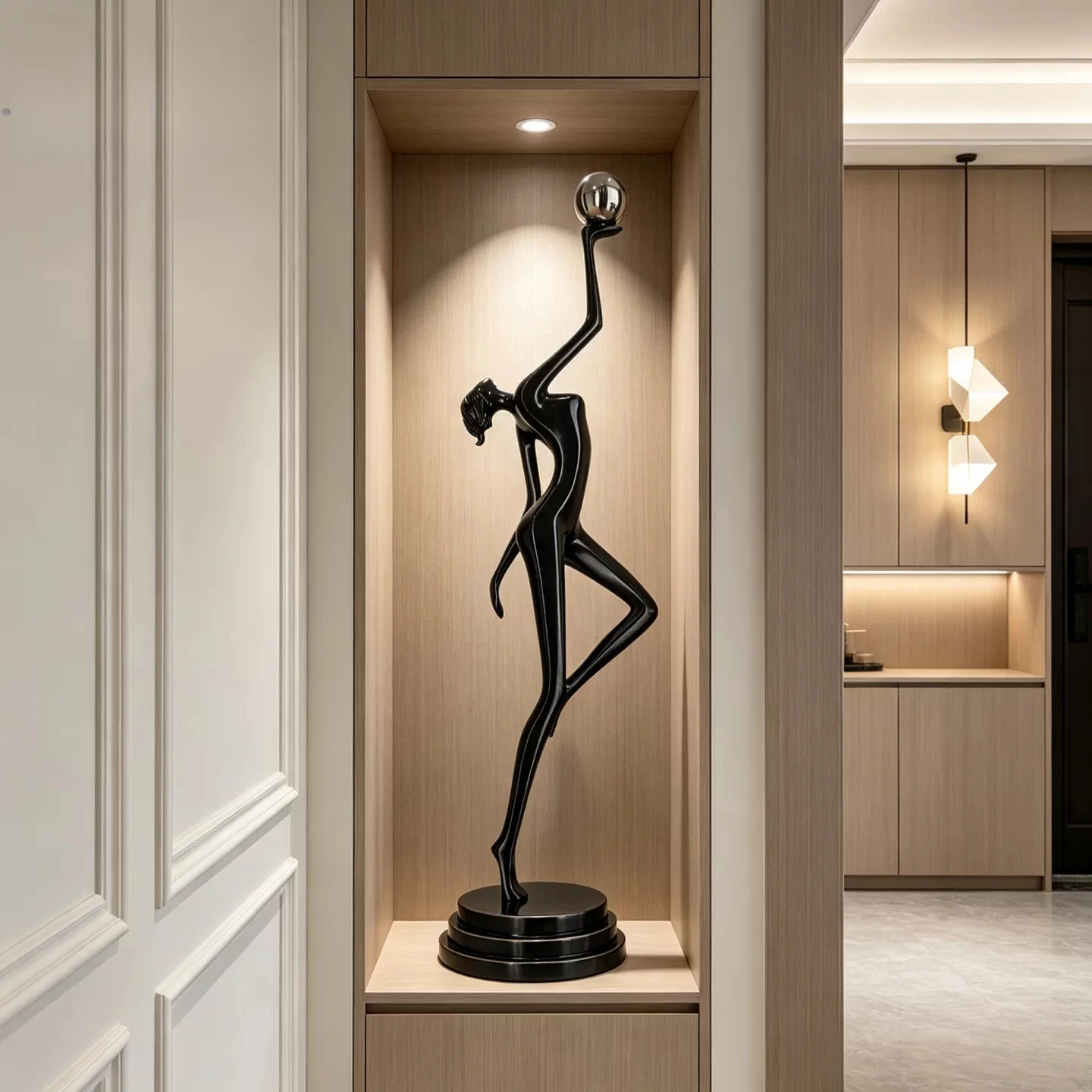 Abstract figure art sculpture ornament slender high sense niche light luxury high-end entrance vertical height creative handicra