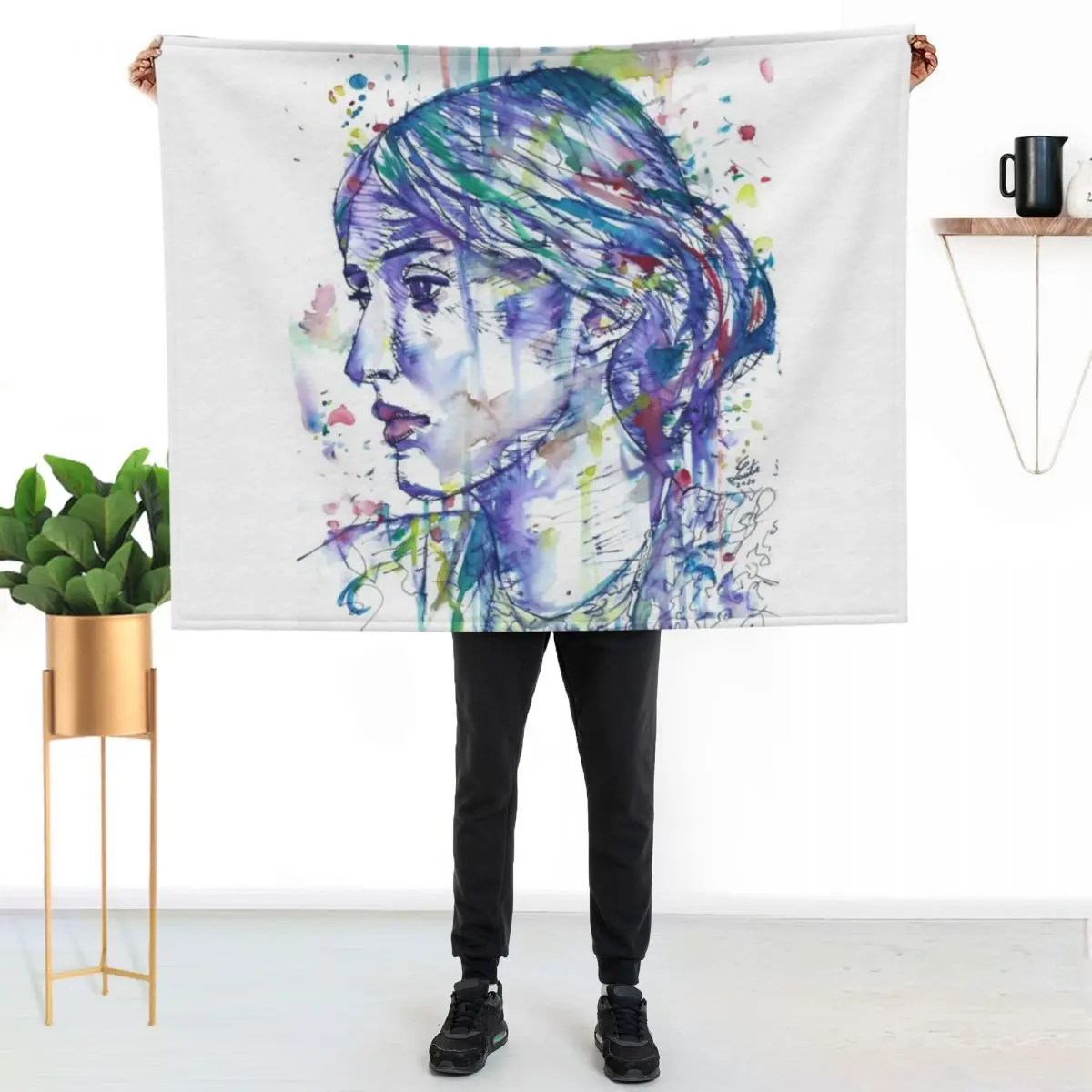 

VIRGINIA WOOLF watercolor and ink portrait.1 Throw Blanket Decorative Soft Throw Blanket for Couch Sofa