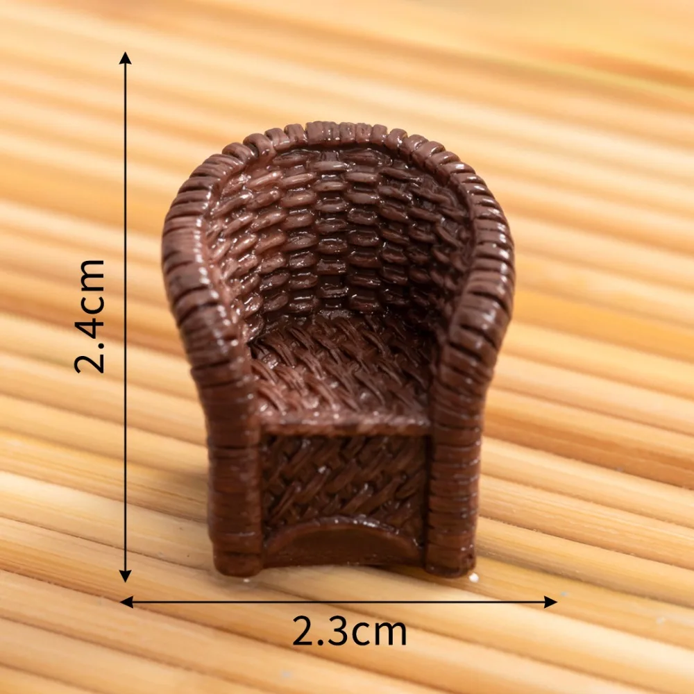 2pcs Resin Bamboo Basket Chair Dustpan Mini 2-4cm Dollhouse Miniature Furniture Multistyles Dollhouse Simulation Decoration