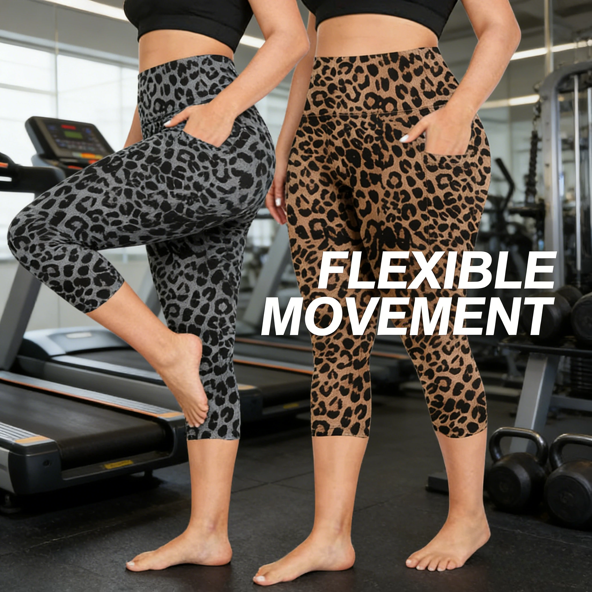 Summer Leopard Print Yoga Pants High Waist Tummy Control Running Fitness Leggings Stretch