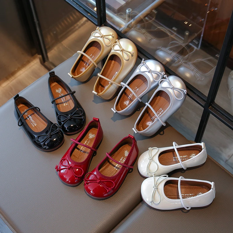 

Girls' Versatile Elegant Leather Shoes 2026 New round Toe Kid's Shoes Soft Sole Anti-Slip Princess Children's Shoes 23-36