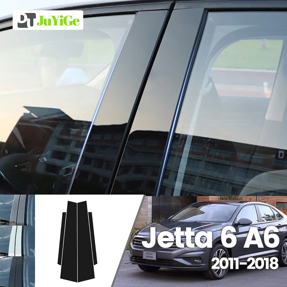 

Для Volkswagen Jetta 6 MK6 A6 2011-2018 2012 2013 ярко-черное углеродное волокно оконная дверь B C наклейка