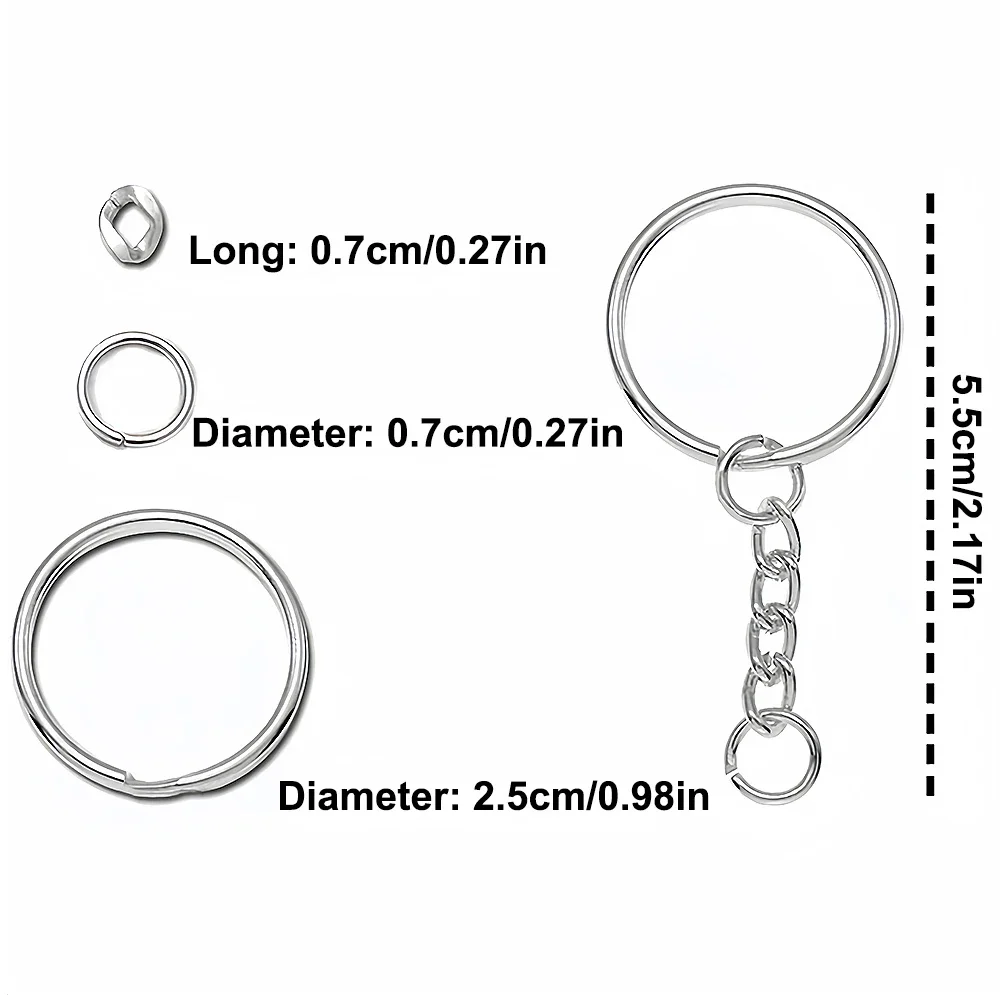 5Pcs Key Ring Key Chain Round Split Keyfob Keyrings With Jump Ring for Keychain Pendants DIY Jewelry Making Accessories